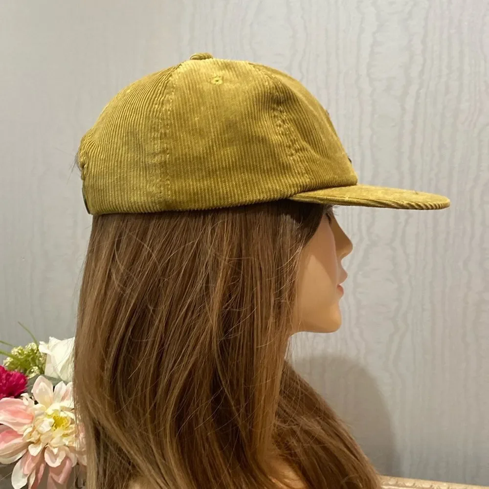 Moss Green Corduroy Black Bunny Rabbit Adjustable Snap Back Cap Fall